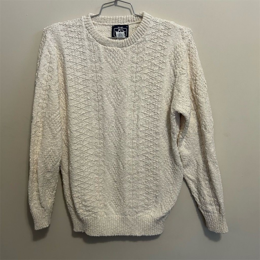 Vintage Woolrich Women's Cable‎ Knit Pullover Sweater Beige Long Sleeve Size L